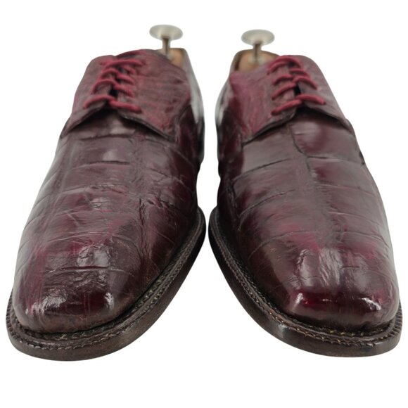 Vintage Mauri Burgundy Alligator Ostrich Exotic Dress Shoes 11.5M Derby Oxfords - Picture 10 of 15